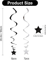 BEISHIDA Black Silver Stars Hanging Swirls Bachelorette Graduation