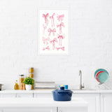 Pnsoien Trendy Pink Bow Ties Posters Preppy Chinoiserie Coquette Room