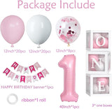 Baby Girl First Birthday Decorations Pastel Pink White Balloons 40