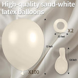 Sand White Latex Balloons 12 Inch 100 Pack Matte Latex Balloons for