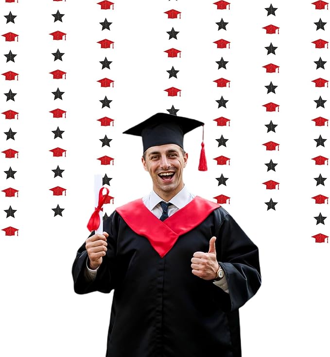 Red-Black Graduation-2026 Class Party-Decorations Garland - Congrats