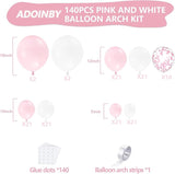 Pink and White Balloon Arch Kit, ADOINBY 140Pcs Macaron Pink Balloon