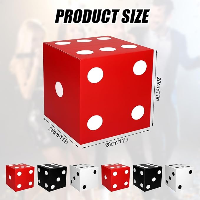 6pcs Large Dice Favor Boxes 11x11x11 Inch Casino Theme Party