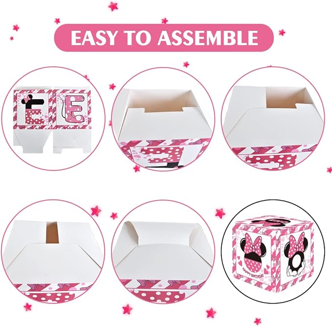 Pink Mouse 1st Birthday Party Supplies Pink Balloon Box with Letters