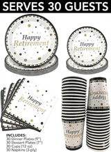 Serves 30 Happy Retirement Complete Party Pack 9 Dinner Paper Plates