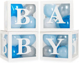 Baby Shower Boxes with Letters – White Boxes with Blue, Silver &