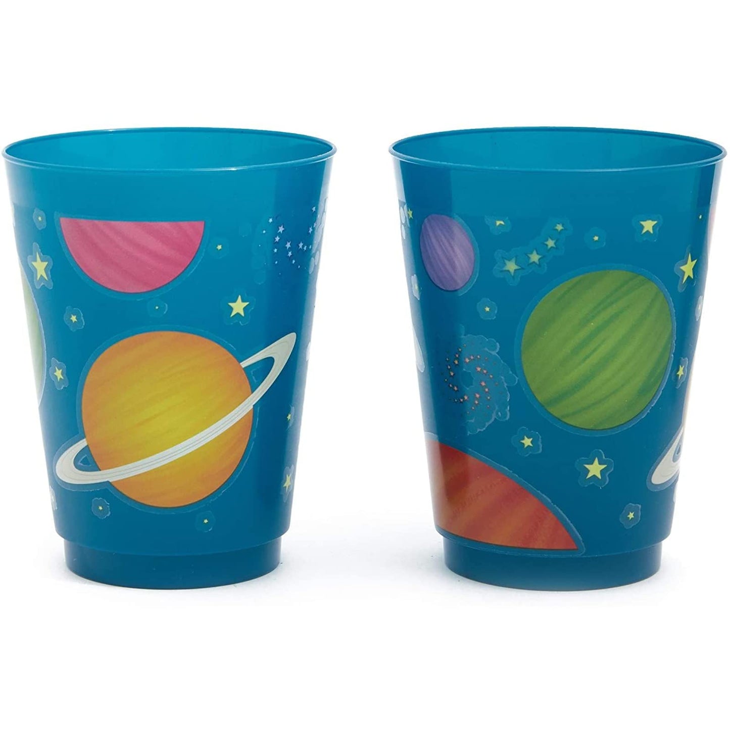BLUE PANDA Plastic Party Cups 16 Pack - Outer Space Reusable Tumblers