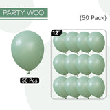 PartyWoo Sage Green Balloons 50 pcs 12 Inch Matte Dusty Olive Boho