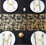 Snowkingdom 2 Pcs Black and Gold Table Runner, 11 x 108 Inch Gold