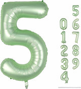 Sage Green 5 Balloons, 40" Giant Helium Foil Number 0-9 Olive Green