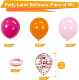 Bezente Pink and Orange Latex Balloons,60pcs 12 inch Light & Hot Pink