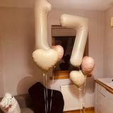 25th Birthday Balloons Set, Nude Brown Sand White Neutral Heart