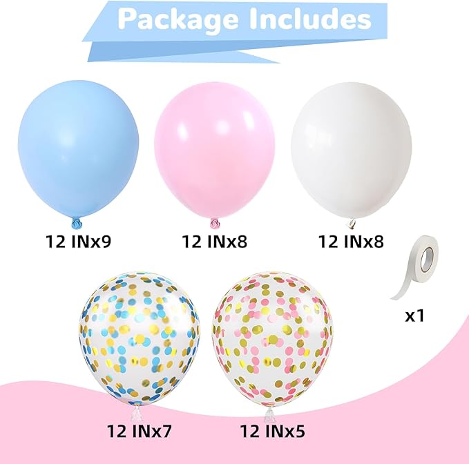 HILAVO Pink and Blue Balloons 12 Inch Pastel Light Baby Blue Pink