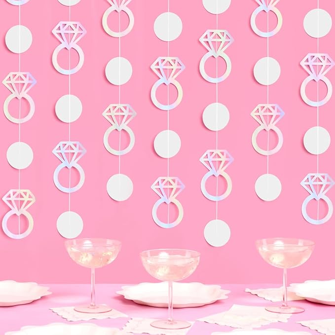 xo Fetti Iridescent Engagement Ring Garland 4 pcs 12' Bachelorette