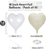 Cream Heart Foil Balloon, 18 Inch Sand White Heart Shape Foil