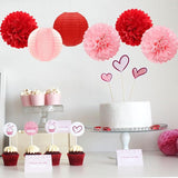 Red Pink Valentines Day Paper Flowers Hearts Honeycomb Lanterns