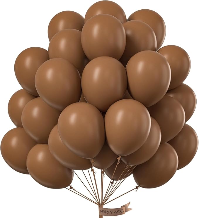 PartyWoo Brown Balloons 50 pcs 12 Inch Latex Helium Neutral Balloons