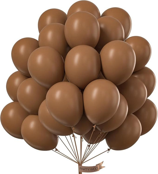 PartyWoo Brown Balloons 50 pcs 12 Inch Latex Helium Neutral Balloons
