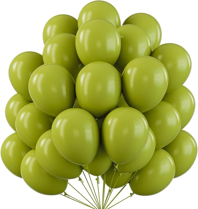 PartyWoo Olive Green Balloons 50 pcs 12 Inch Matte Sage Boho Green