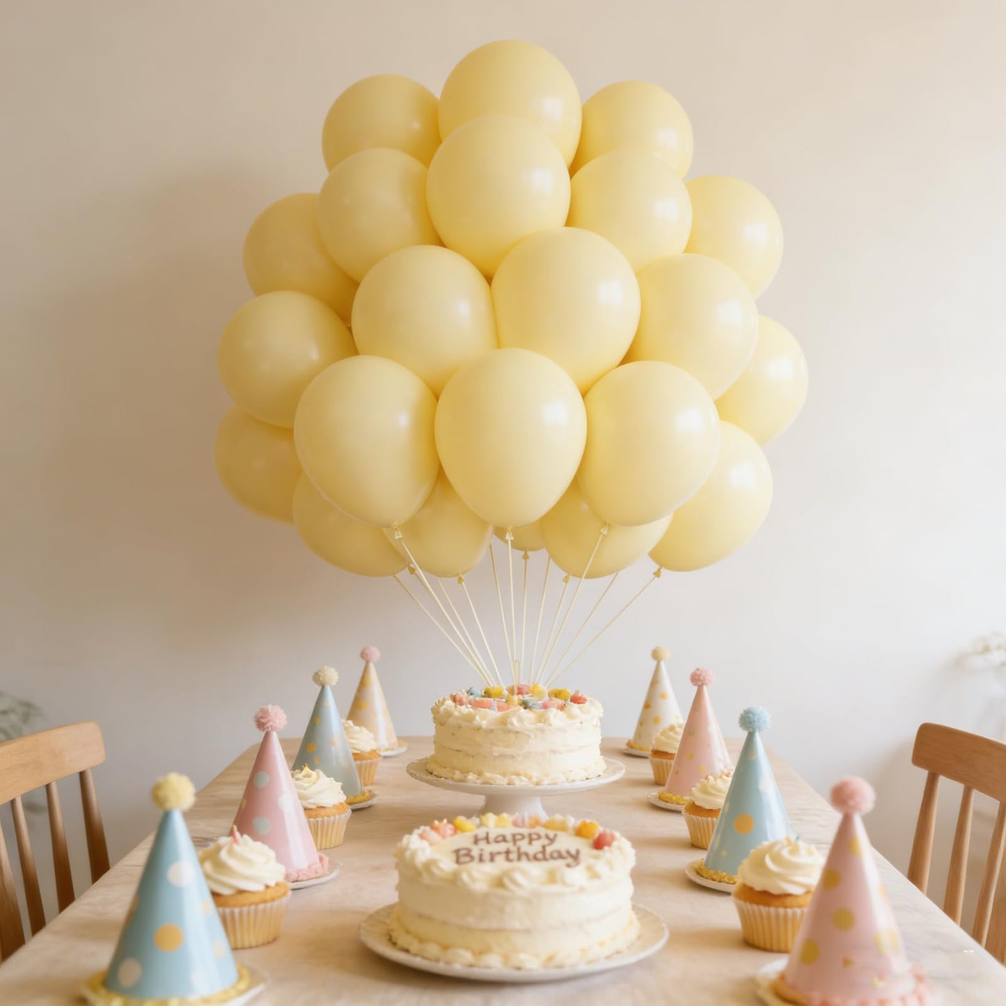 Light Yellow Balloons, 50pcs 12 Inches Pastel Yellow Latex Balloons