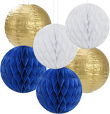 Navy-Blue White Gold Party Decorations - 14pcs Kits Paper Lanterns
