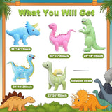 5 Pack Self Standing 3D Dinosaur Balloons Pastel Foil Balloons