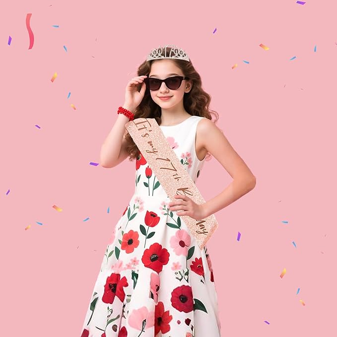 17th Birthday Decorations for Teen Girls Black Rose Gold Party Kit
