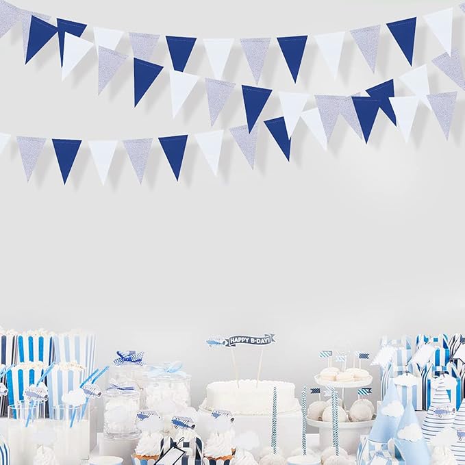 30 Ft Navy Blue White and Silver Party Decorations Royal Blue