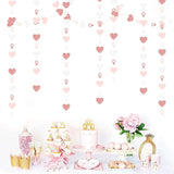 Rose-Gold Pink White Heart-Ring Garland - 52Ft Engagement