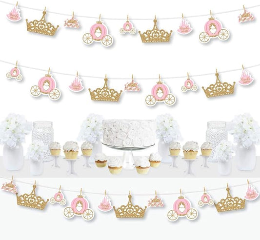 Big Dot of Happiness Little Princess Crown Pink and Gold