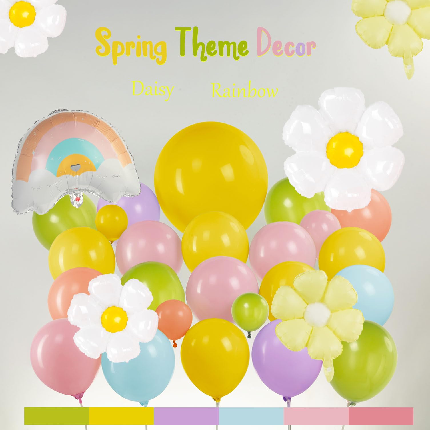 Pastel Daisy balloon arch kit Pastel pink yellow green blue red Purple