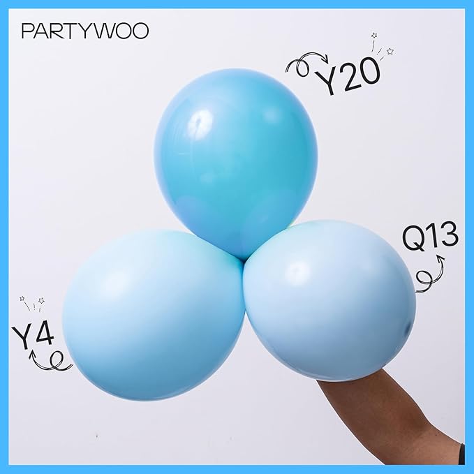 PartyWoo Baby Blue Balloons 140pcs Different Sizes of 18 12 10 5 Inch