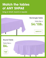 Pureegg Plastic Table Cloth Disposable 10 Pack, 84'' Round Table