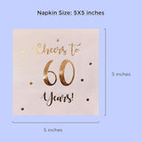 Cheers to 60 Years Cocktail Napkins | Happy 60th Birthday Decorations