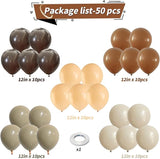 Brown Balloons, 50 PCS 12 Inch Double Stuffed Dark Light Brown Coffee