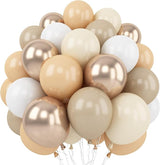 White Sand Balloons Set, 60 Packs 12 Inch Double Stuffed Beige Boho