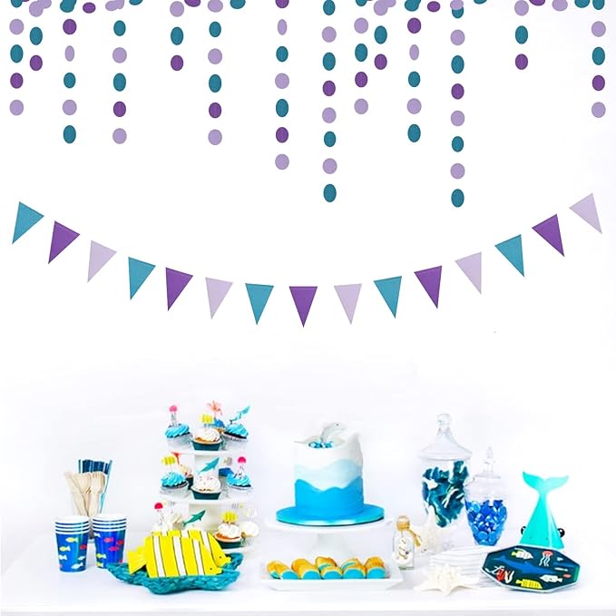 Purple-Blue Mermaid Party-Decorations Paper Garland Streamers - 52Ft
