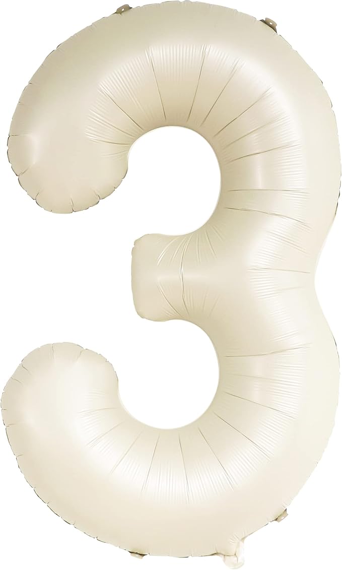 KatchOn, Cream White Number 3 Balloon Neutral - Giant, 40 Inch, Three