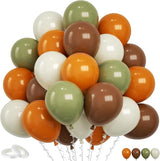 Funhot Sage Green Brown Balloons Set, 60 Pcs Jungle Safari Party