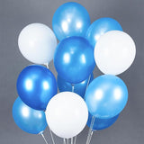 PartyWoo Blue and White Balloons 100pcs 12 Inch Pearl Light Baby