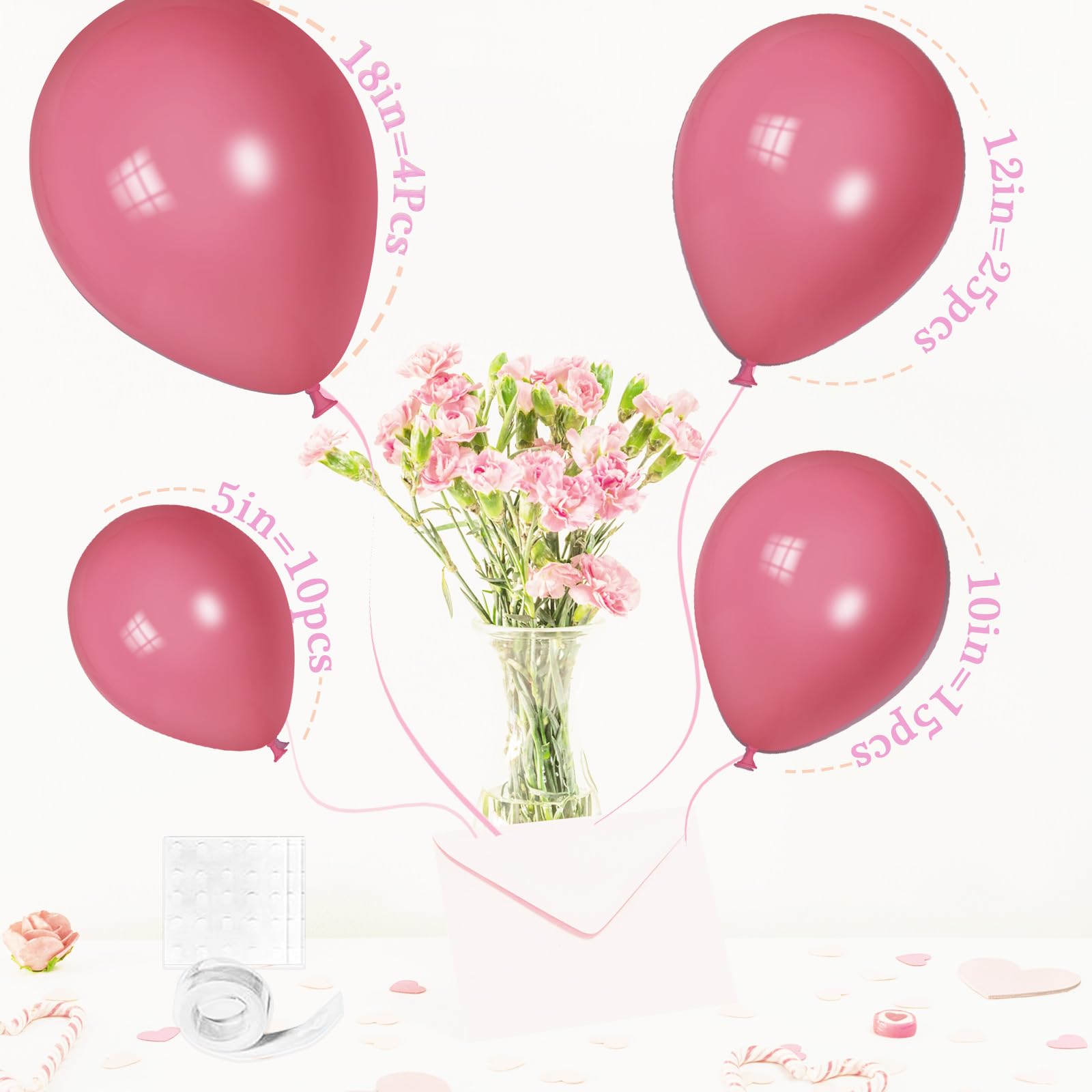 Rose Red Balloons, Scmdoti Fuschia Pink balloons Balloons Different