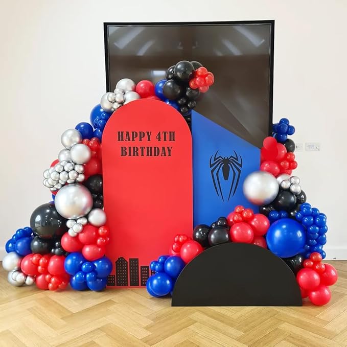 Red Blue and Black Balloons, 67pcs 12 Inch Red Blue Confetti Silver
