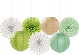 Olive Sage Green Boho Party Decorations Streamers Lanterns 14pcs