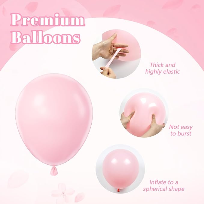 Light Pink and White Balloons, 60pcs 12inch Pearl Light Baby Pink
