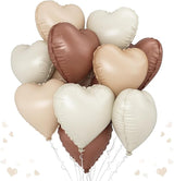 Cream Brown Heart Balloons, 12Pcs Brown Apricot Foil Balloons, Beige