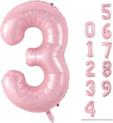 Pastel Pink Number 3 Balloon, 40 Inch Giant Pearl Light Pink Helium