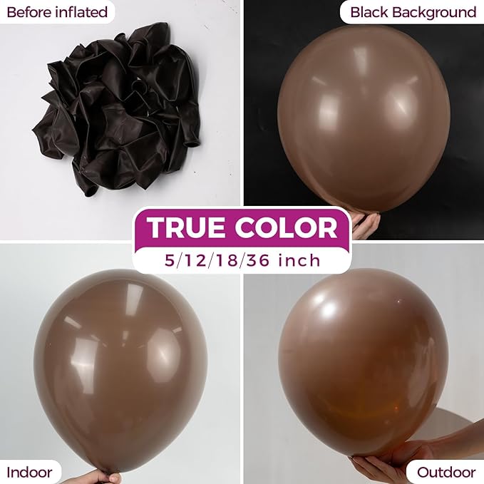 Bezente Brown Balloons Latex Party Balloons - 100 Pack 12 inch Round H