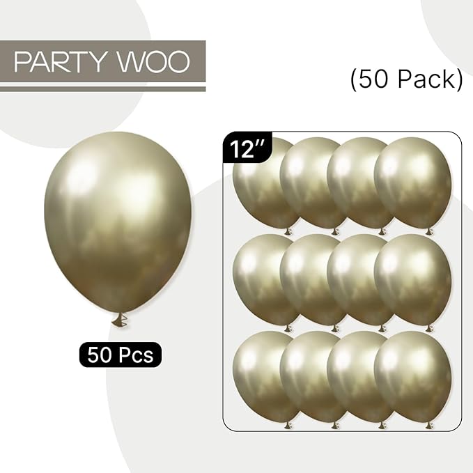 PartyWoo Metallic Green Balloons 50pcs 12 Inch Metallic Sage Olive