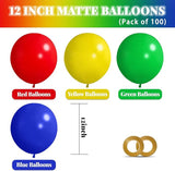 Red Blue Green Yellow Balloons 100 Pack 12 Inch Matte Blue Yellow Red