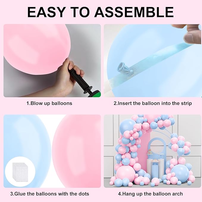 Pink and Blue Balloons Garland Arch Kit, 134pcs Gender Reveal Balloon